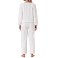 thumbnail image 3 of Conjunto de pijama de franela para mujer, de manga larga, con botones, cuello en V, pantalones de forro polar esponjoso, ropa de casa M blanca, 3 of 6