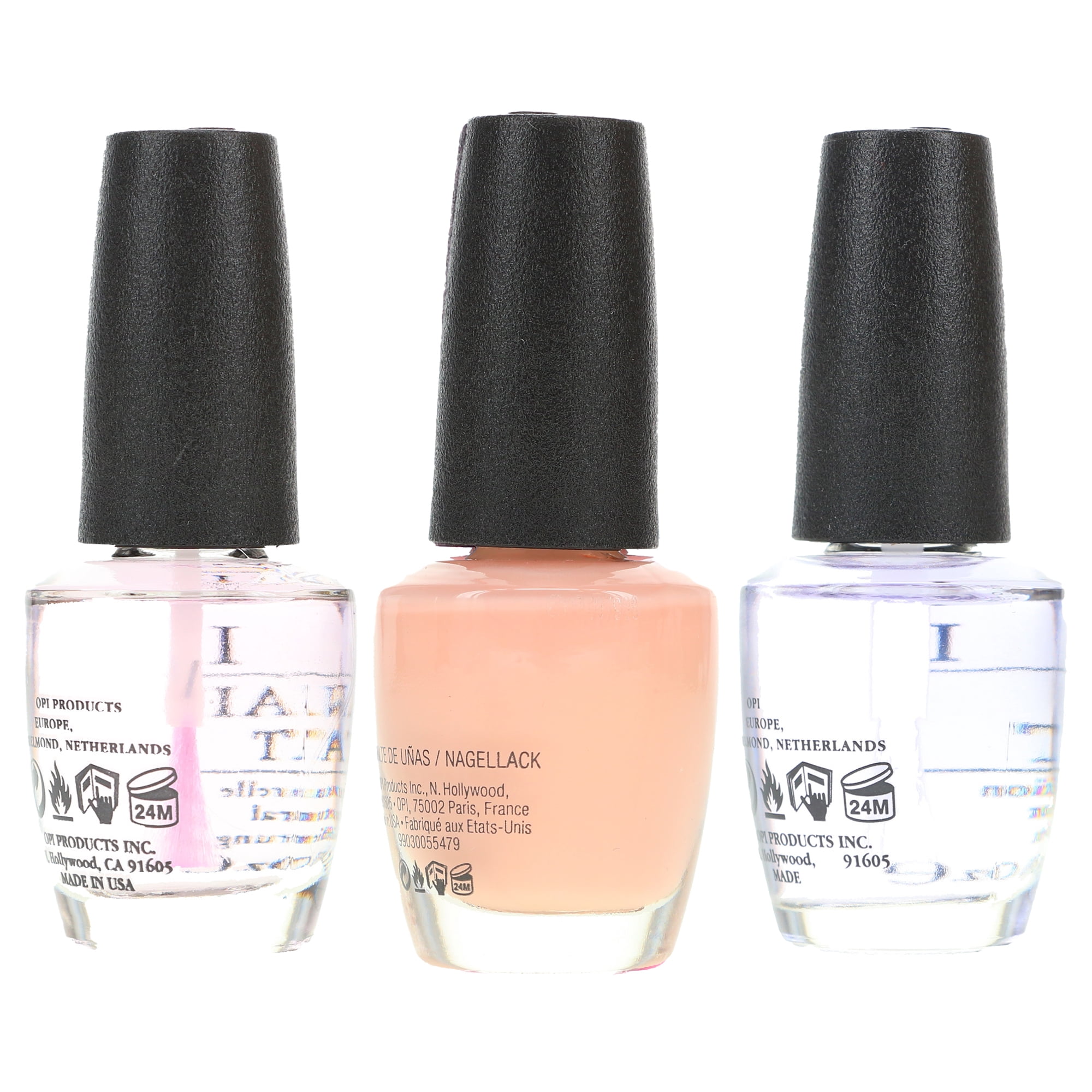 OPI Bubble Bath 0.5 oz, Top Coat 0.5 oz & Natural Nail Base Coat 0.5 oz Combo Pack