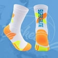 thumbnail image 2 of 1 Pair Long Socks Non-slip Ankle Protection Comfortable Wear-resistant High Elasticity Foot Protector Shockproof Sweat Absorption Basketball Socks for Jogging-White & Yellow,One Size, 2 of 8