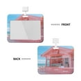 thumbnail image 2 of Susaid Pastel Pink Beach Cafe Print ID Badge Holder with Double-Sided Windows Horizontal Hard Plastic Case Black Card Protector Pouch for Office School ID Credit Cards, 2 of 7