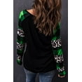 thumbnail image 3 of ABPHQTO Top de empalme a cuadros de leopardo con estampado de purpurina de trébol de la suerte verde para mujer, 3 of 5