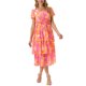 thumbnail image 2 of INSPIRE CHIC Vestido Midi de Manga Corta con Volantes en Capa Floral V de Cuello en Rosa Fucsia, 2 of 6