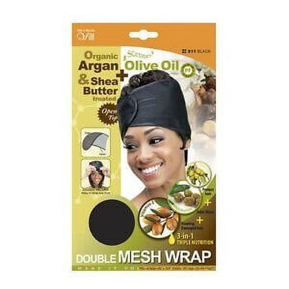 Qfitt Argan Olive Oil Shea Butter Double Mesh Wrap Adjustable | Black