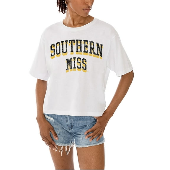 Women's Gameday Couture White Southern Miss Golden Eagles Claim To Fame Boxy Cropped T-Shirt