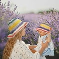 thumbnail image 2 of YooGuoGuo 2 Pcs Parent-Child Colorful Striped Straw Hat Foldable Sun Hat Outdoor Travel Hat for Women Handmade Crochet Bucket Hat, 2 of 6
