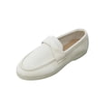 thumbnail image 2 of Gpaecead Women's Flat Loafers Crossover Design Cushioned Insole Faux Suede Slip On Shoes For Commute And Casual, White, 2 of 8