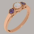 thumbnail image 2 of LBG British Made 9k Rose Gold Natural Opal & Amethyst Womens Promise Ring - 33 size options - Size 10.75, 2 of 7