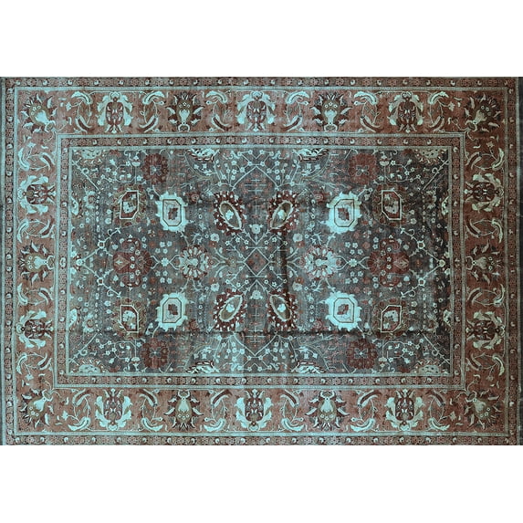 Ahgly Company Indoor Rectangle Oriental Light Blue Industrial Area Rugs, 7' x 9'