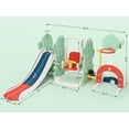 thumbnail image 2 of Historyli Juego infantil 7 en 1 con temática de cactus para interior y exterior,tobogán extralargo de 193 cm con columpio ajustable,tobogán,aro de baloncesto y fútbol,para edades de 1 a 3 años, 2 of 9