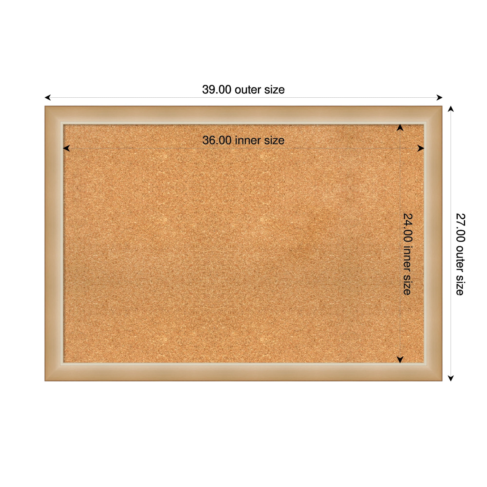 Amanti Art Natural Cork Board Framed Eva Ombre Gold Narrow Bulletin Board 39 in. x 27 in.