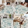 thumbnail image 6 of Farmhouse Turquoise Floral Washable Area Rug 6 x 9 ft Linen Boho Flower Rustic Country , Soft Non Slip Rugs Stain Repellent Indoor Felt Carpet for Living Dining Room Bedroom Home Office, 6 of 9