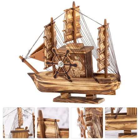 KALLORY Classic Wooden Sailboat Model Safe and Durable for Any Decor