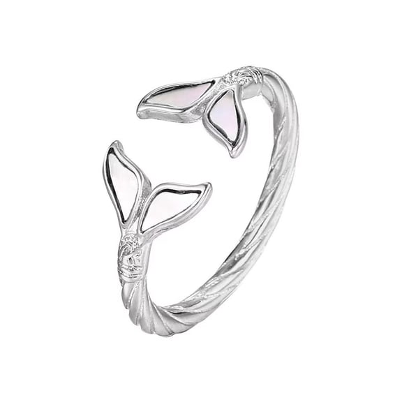 PAURO Dainty Open Rings for Women Stainless Steel Fishtail Ring Wedding Statement Jewelry Silver Size 8