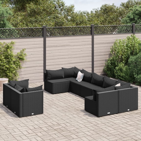 vidaXL Patio Sofa Set with Cushions Lounge Setting Outdoor Furniture Poly Rattan