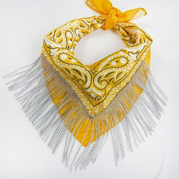 Bufanda Con Flecos Para Cuello - Pañuelo De Moda Para Fiestas, Festivales | Unisex, Poliéster, 53x53 Cm