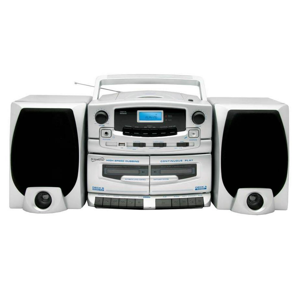 SUPERSONIC SC-2020U Portable MP3/CD Player Cassette Recorder +AM/FM/USB