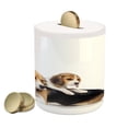 thumbnail image 1 of Beagle Piggy Bank, Family with Mother and Puppy Domestic Fur Animal Photography, Ceramic Coin Bank Money Box for Cash Saving, 3.6" X 3.2", Pale Caramel White Black, by Ambesonne, 1 of 4