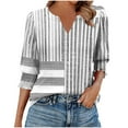 thumbnail image 2 of LADIGASU Womens Casual Printed 3/4 Length Sleeve Smocked Cuffs, 2 of 7