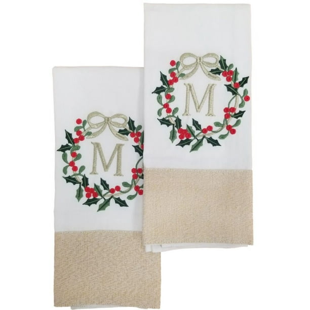 Winter Wonderland Gold Monogram M Christmas Kitchen Towel Set 2 Dish Towels Walmart Com Walmart Com