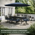 thumbnail image 6 of Hanover Montclair 9-Piece All-Weather Outdoor Patio Dining Set, 8 Swivel Rocker Chairs with Comfortable Seat and Lumbar Cushions, 84"x42" Stamped Rectangle Table, Umbrella, and Umbrella Base, 6 of 18