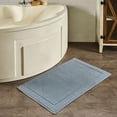 thumbnail image 5 of Hawmam Linen Light Blue Bath Mats, 21 x 34 inches, Pack of 2 - 100% Ring Spun Cotton, Banded Design, Highly Absorbent, Machine Washable for Bathroom Floor, 5 of 6