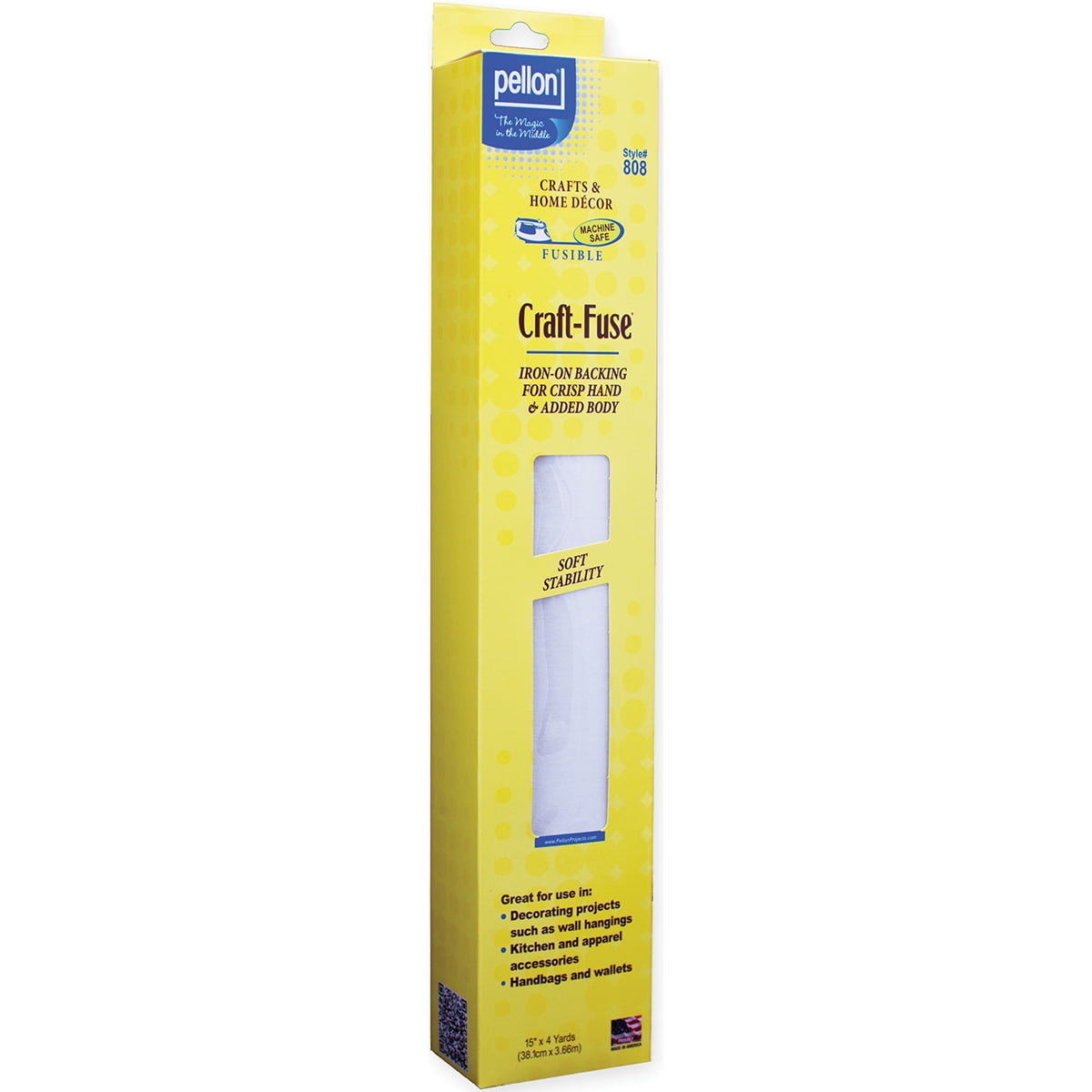 Pellon Craft-Fuse Fabric Stabilizer, White. 15' x 4 Yards Precut Package. 1 Pack