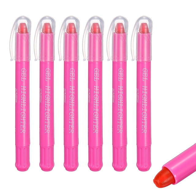Resaltadores de Gel Rosa Fucsia, Paquete de 6 Resaltadores de Gel Sin Filtraciones