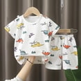 thumbnail image 2 of NOLDARES Toddler Baby Boy Summer Outfit Short Sleeve T-Shirt Tops Elastic Drawstring Shorts Set Baby Boys Clothes Blazer,3-6 M, 2 of 4