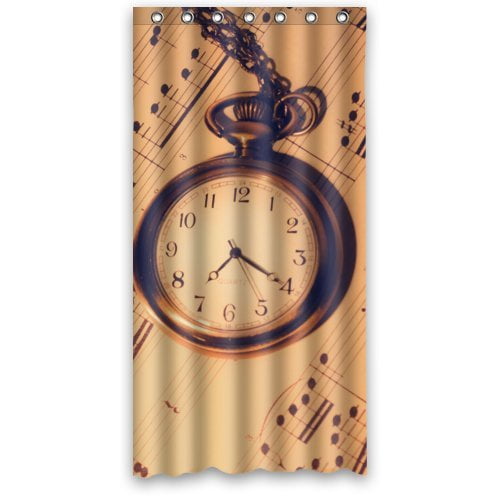 ARTJIA Staff Pocket Watch Note Waterproof Bathroom Fabric Shower Curtain 36x72 inches