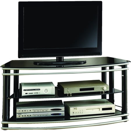 Curved End Console - Coaster Company Black and Silver Curved 48