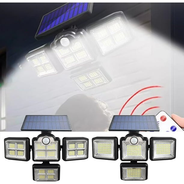 Fiudx Ofertas Relámpago Luces Para Exteriores, Luces Con Sensor De Movimiento Con Control Remoto, 4 Cabezales Led De Seguridad, Ip65, Iluminación De Pared Gran Angular De 270°
