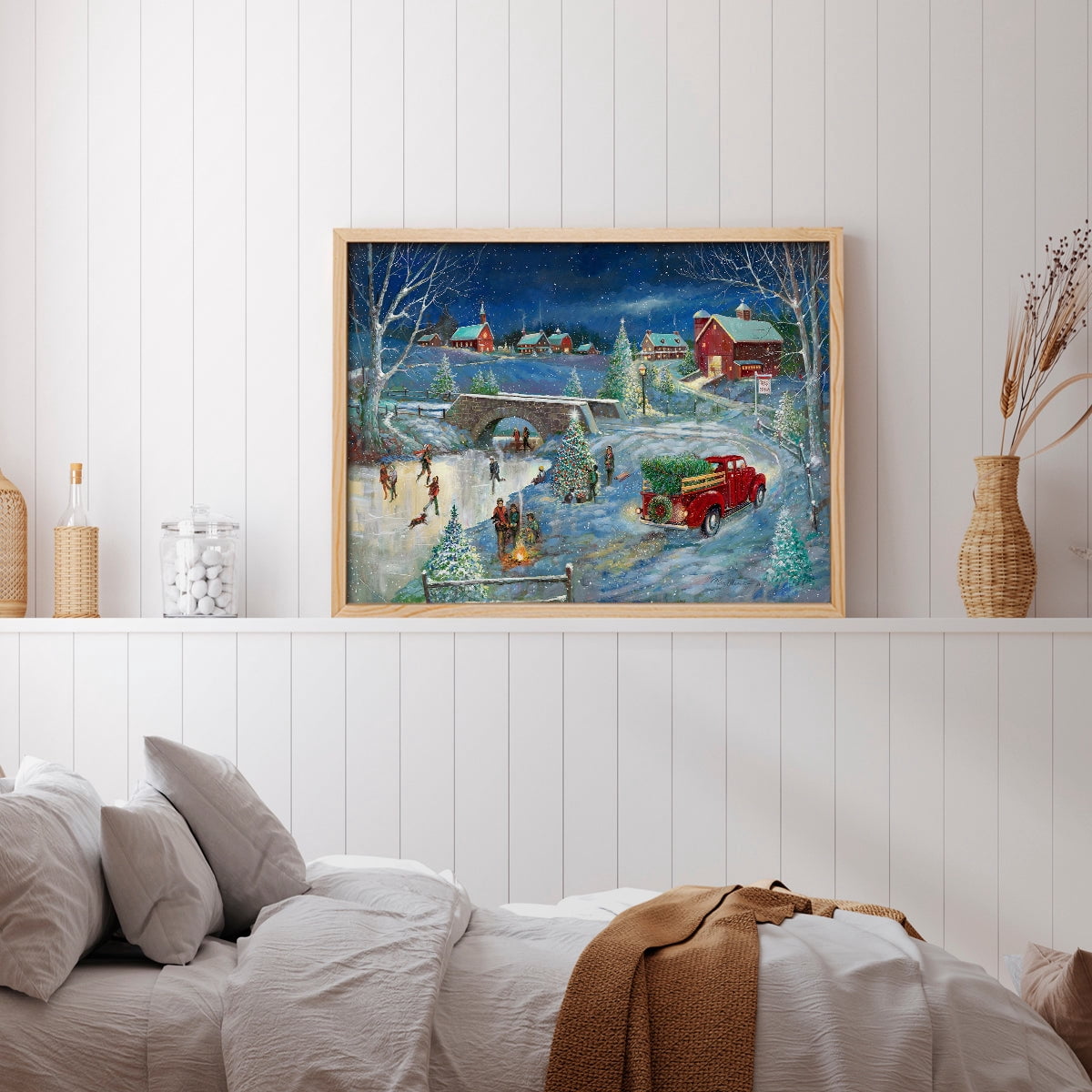 Warm Holiday Memories by Ruane Manning - Restickable Framed Giclée Print with Real Wood Frame