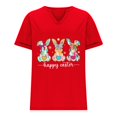 thumbnail image 3 of Corto para las Mujeres Casual Verano 2025 Pascua Impresión V-Cuello Camiseta, Ligero 95% Poliéster 5% Spandex Top para Toda la Temporada Hogar Y Diario, 3 of 7