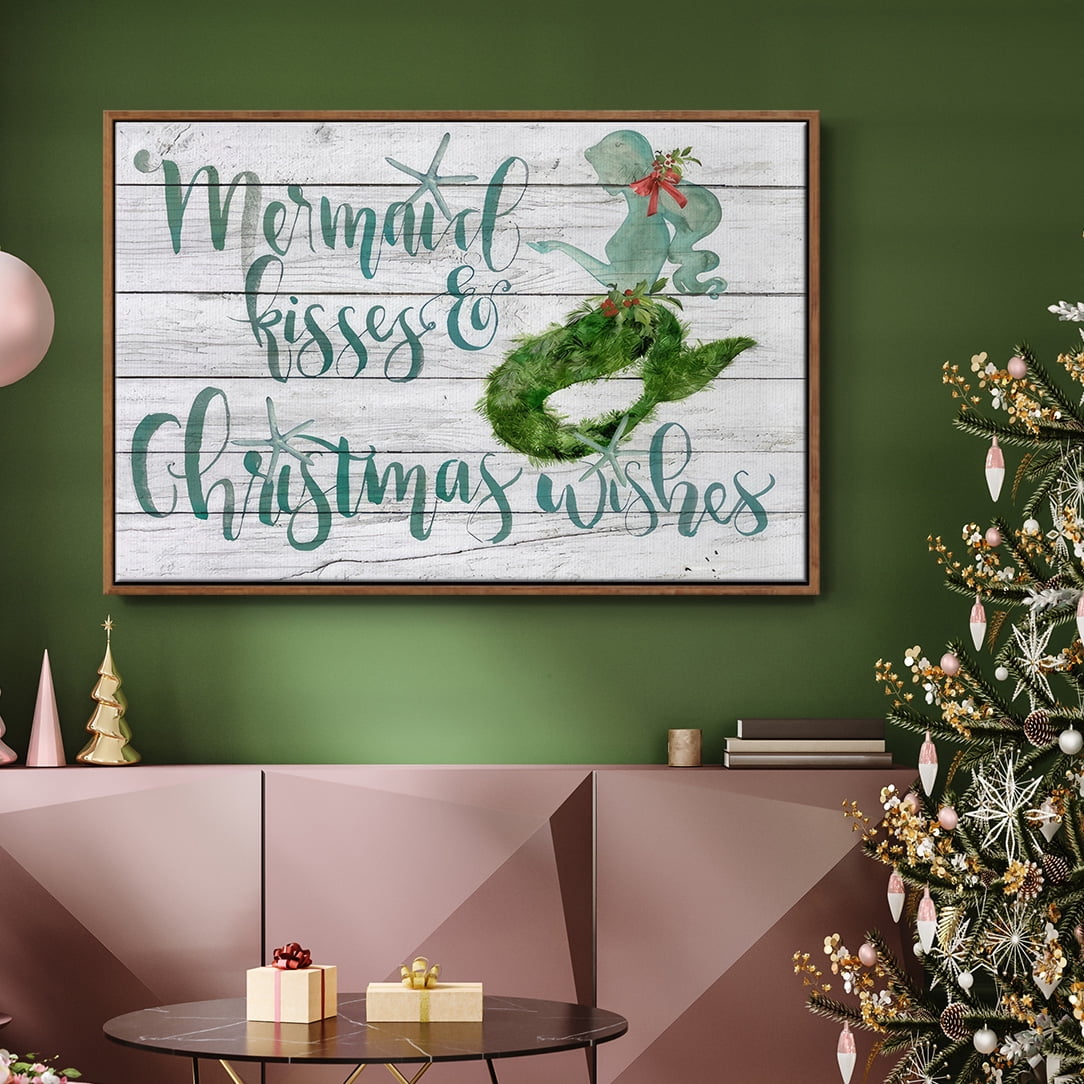 Tis the Seasun Collection A - Framed Gallery Wrapped Holiday Canvas - 25 x 37 - Rosewood Frame