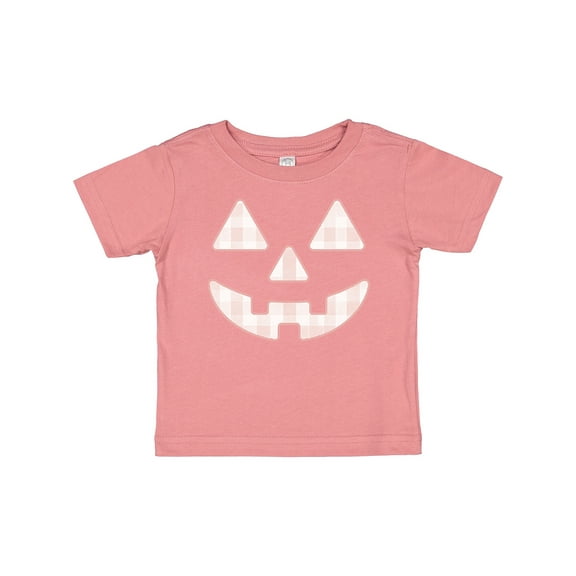 Inktastic Plaid Pastel Pink Pumpkin Face Halloween Decor Girls Baby T-Shirt