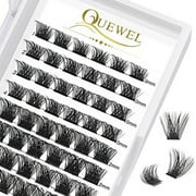 QUEWEL Cluster Lashes 72  Pcs Wide Stem Individual  Lashes C/D Curl 8-16mm  Length DIY Eyelash Extension  False Eyelashes Natural&Mega Styles  Soft for Personal Makeup  Use at Home (Mega-D-MIX8-16)
