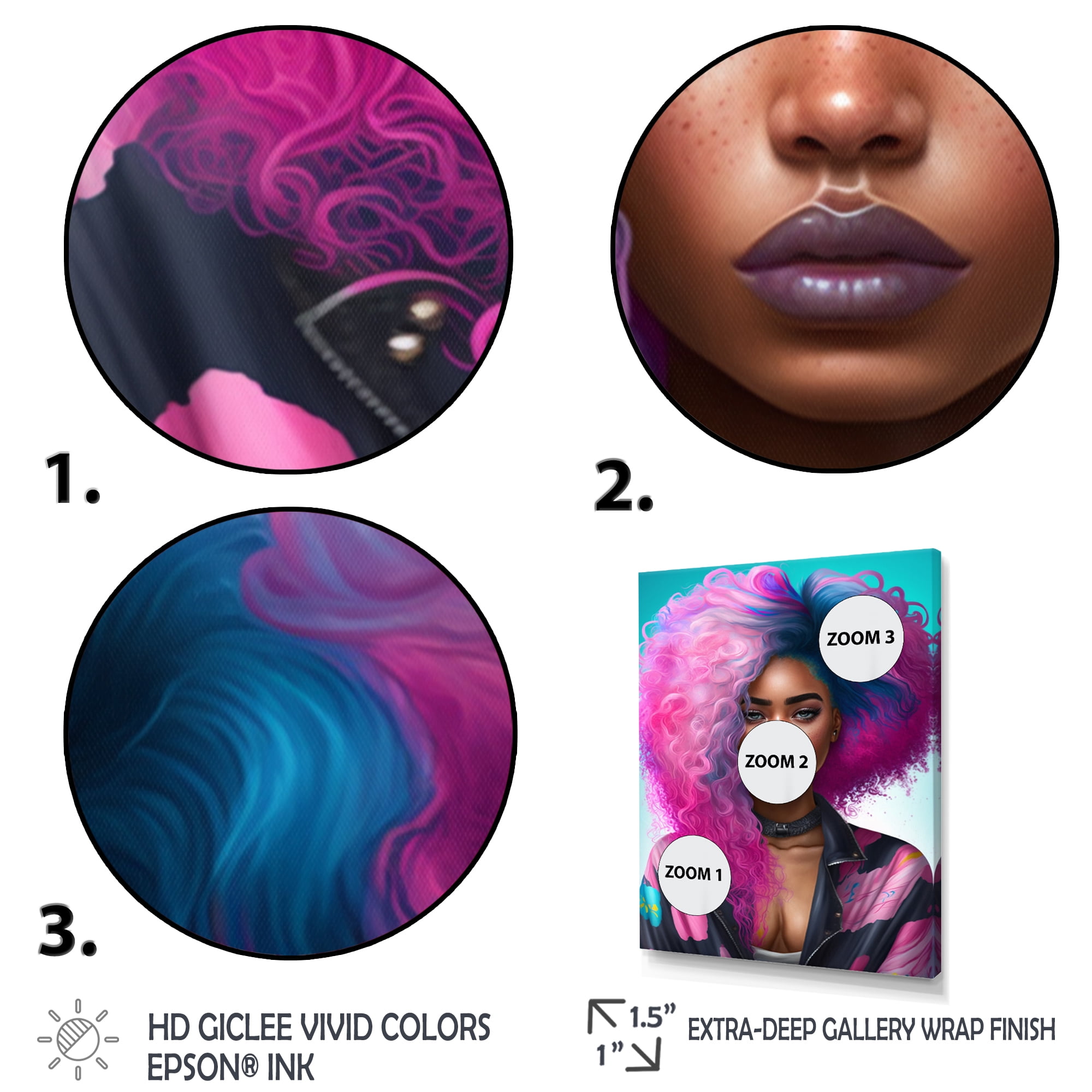 Designart Pink And Blue African American Woman II Canvas Wall Art