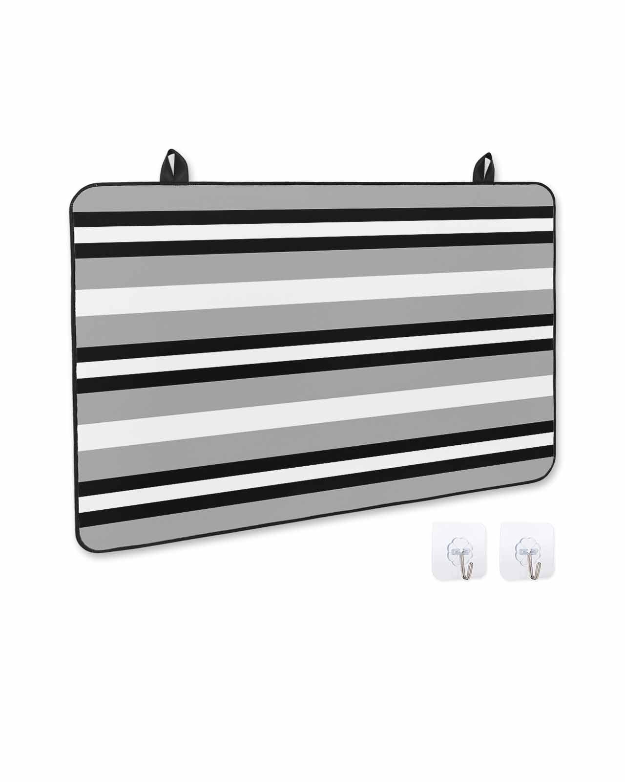 nqOlkjepod Large Induction Cooktop Protector Mat 24"x21", Black Gray Striped Stove Top Covers for Electric Stove, Contemporary Minimalist Lines Art Stove Burner Cover Mats, Glass Top Stove Cover