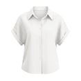 thumbnail image 5 of BUIGTTKLOP Button down Shirts for Women Short Sleeve Shirts Collared V Neck Summer Beach Tops, 5 of 6