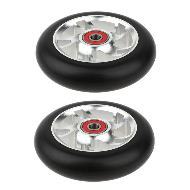 2 Pcs Roues de Trottinette en Aluminium 100mm avec Roulement de Remplacement Blanc