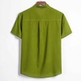 thumbnail image 4 of Designer Spring Summer Men's Casual Cotton Linen Solid Color Long Sleeve Shirts Loose Stand Collar Shirts L, 4 of 5