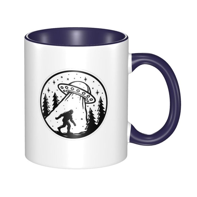 Taza de café y té con la imagen de Bigfoot bajo el ovni: tazas de cerámica para café para mujeres y hombres