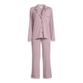 thumbnail image 5 of Sealy Women’s Long Sleeve Notch Collar Top and Pants Sleepwear Set, 2-Piece, 5 of 5