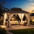thumbnail image 2 of Clouddwell 10' x 12' Hardtop Gazebo with Double Roof, Aluminum Frame Outdoor Patio Gazebo with Netting & Curtains, Metal Roof Canopy with Built-in Drainage System, 2 of 7