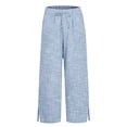 thumbnail image 4 of DHFJKG Women's Wide Leg Pants Striped Loose Fit High Waisted Casual Drawstring Side Slit Palazzo Summer Beach Versatile Trousers, 4 of 4