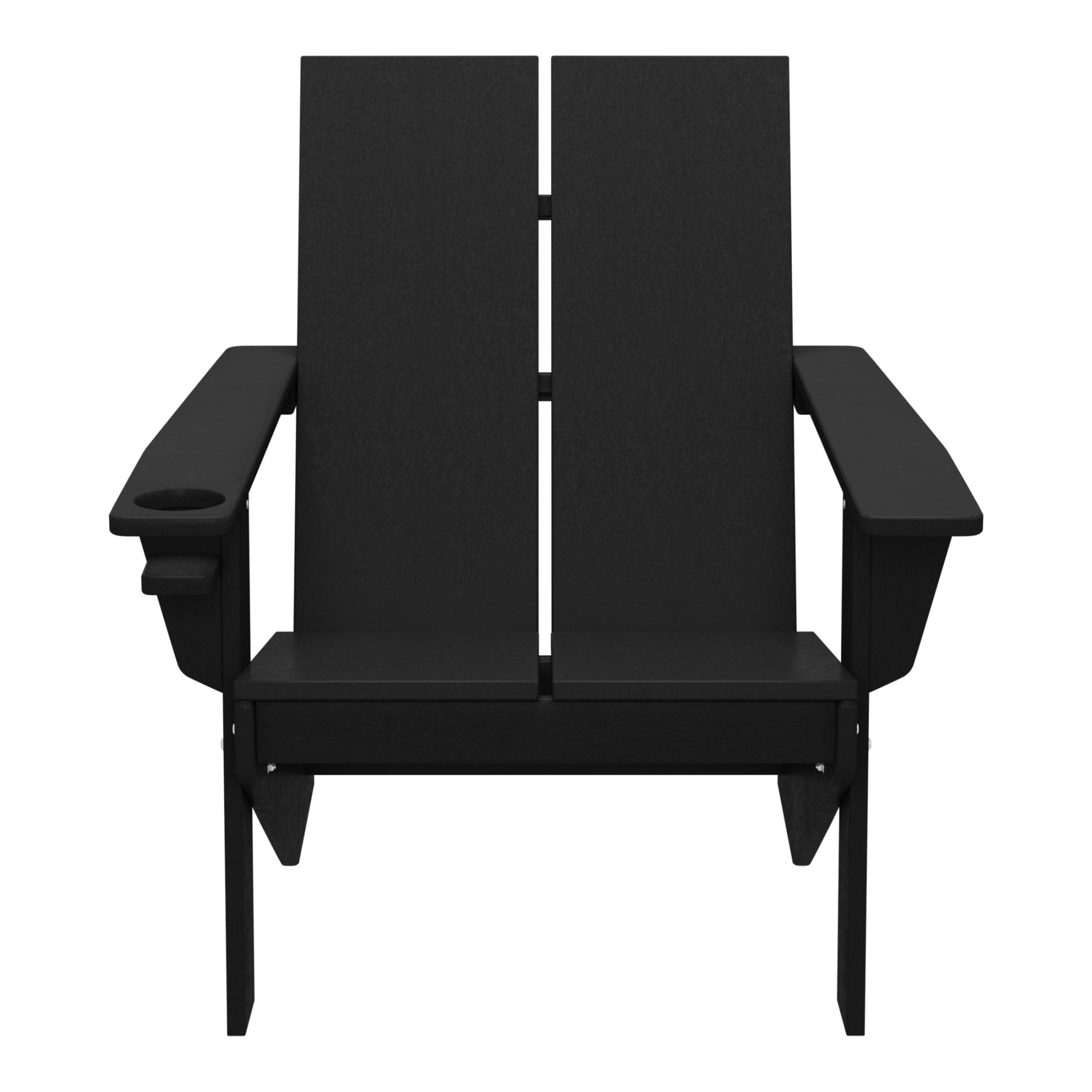 WestinTrends Riviera Outdoor HDPE Modern Adirondack Chair with Cup Holder (Set of 4), Black