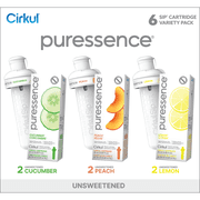 Cirkul Puressence Flavor Cartridge Variety Pack, 6-Pack (2 Cucumber, 2 Peach, 2 Lemon)