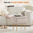 thumbnail image 5 of ZUNMOS Ottoman Vanity Stool Chair, with Storage, Modern Style Faux Fur Seat with 4 Metal Legs & Non-slip Feet for Living Room, Bedroom, Camel, 5 of 7