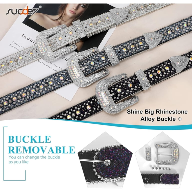 Men Women Rhinestone Belt Western Cowboy Cowgirl Shine  display picture 3
