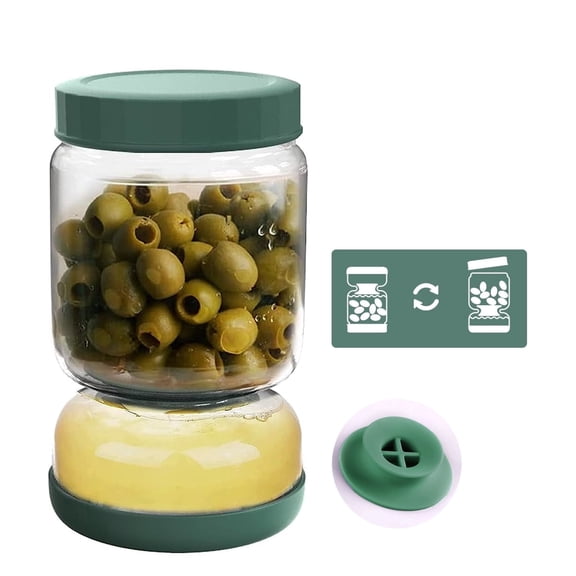 Luvan 34oz Glass Pickle Jar with Flip Strainer, Hourglass Container for Jalapenos, Olives, Fruit & Kimchi, BPA-Free, Dishwasher Safe